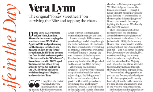 Vera Lynn – Sunday Times Magazine